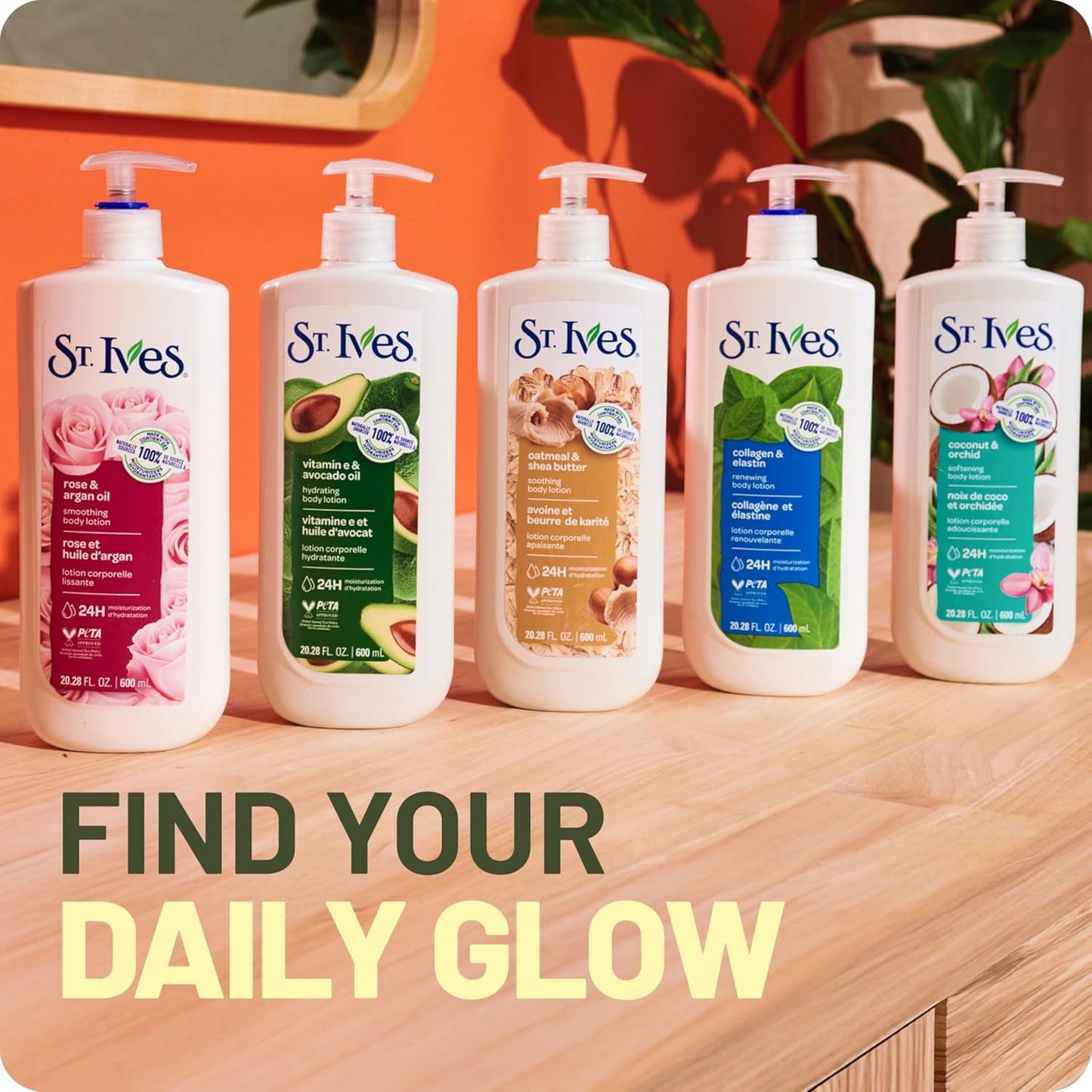 St. Ives Renewing Hand & Body Lotion for Women with Pump, Daily Moisturizer Collagen Elastin for Dry Skin, Made with 100% Natural Moisturizers, 21 fl oz, 4 Pack