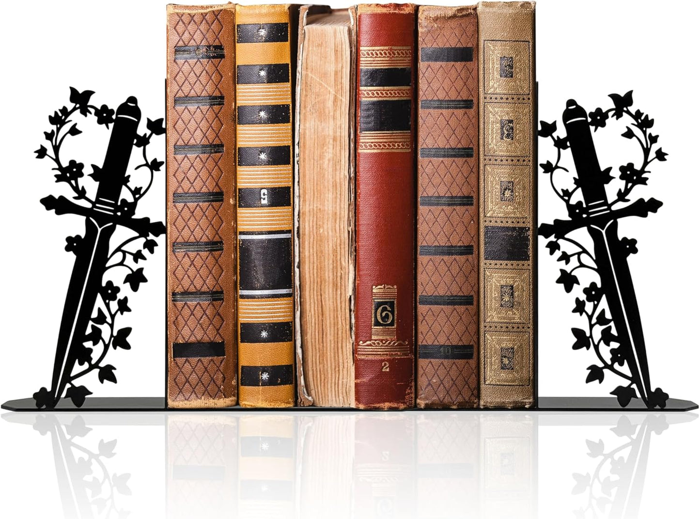 Cute Book Ends for Shelves – Decorative Dagger-Themed Bookends for Shelves, Unique Bookends for Home, Office, or Gift – Sturdy Metal Book Ends Decorative