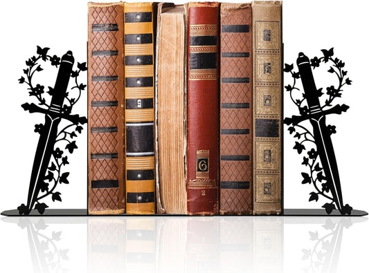 Cute Book Ends for Shelves – Decorative Dagger-Themed Bookends for Shelves, Unique Bookends for Home, Office, or Gift – Sturdy Metal Book Ends Decorative