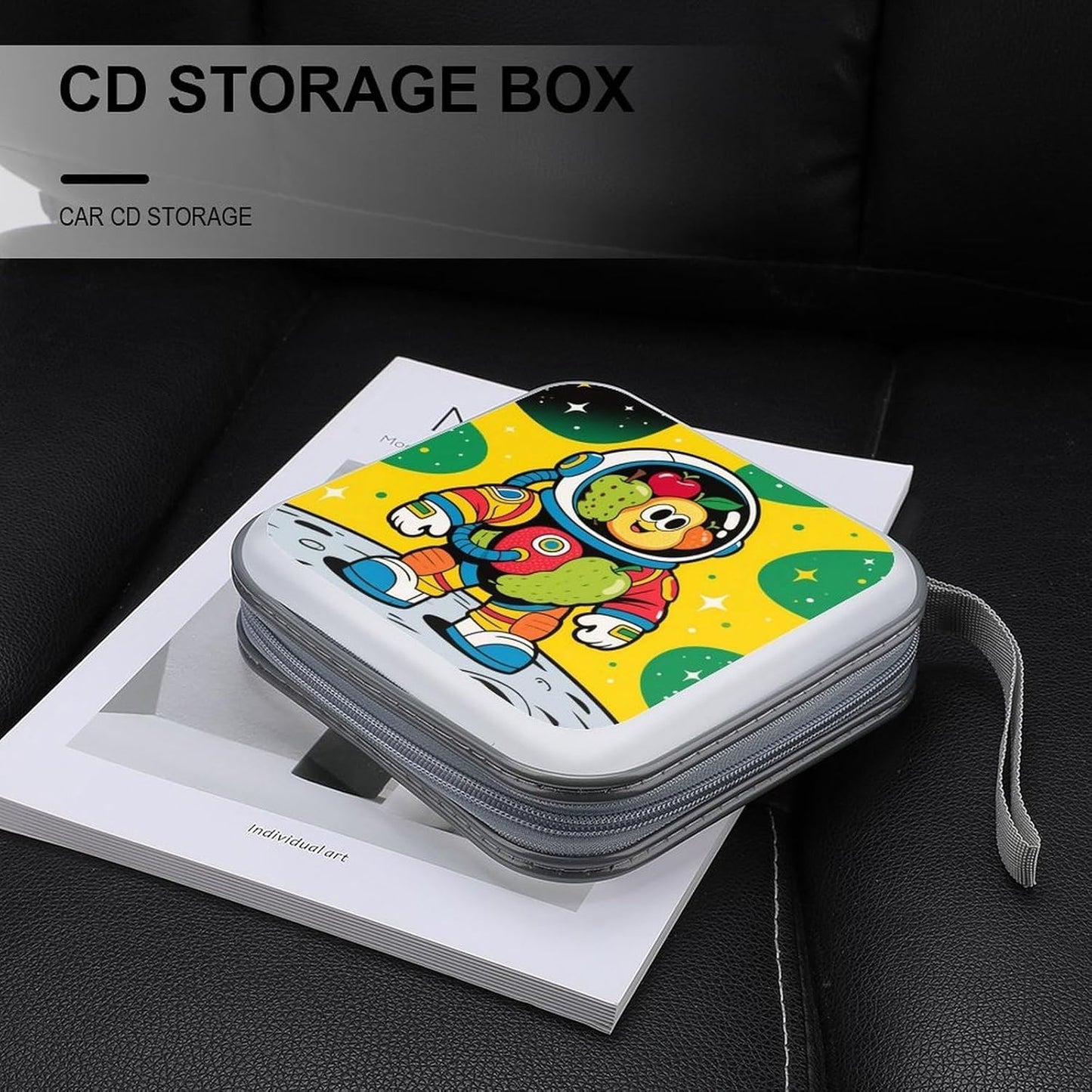 Astronaut CD Case Portable Zipper CD Case 40 Capacity Hard Plastic DVD Cases Holder Large Storage Disc Wallet Bag for Car Home Travel DVD Collection Bag
