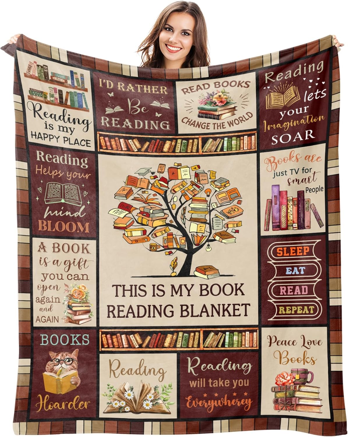 Book Lovers Gifts,Teacher Appreciation Gifts for Women, Book Accessories for Reading Lovers Blanket 60"x50", Reading Gifts, Reading Accessories for Book Lovers, Readers & Librarians Gift Ideas