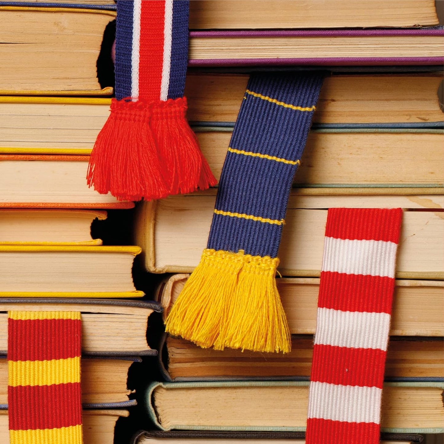 IF USA 32907 Book Scarf Bookmark - Navy & Yellow