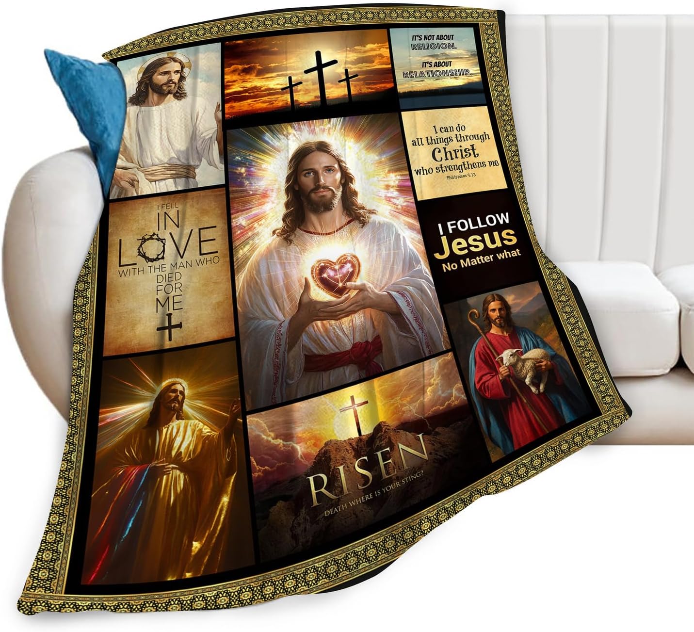 Jesus Throw Blanket Cozy Plush Christian Religious Gifts Blankets Flannel Fleece Lightweight Fuzzy Blanket for Girls Women Men Boys 50"X40"