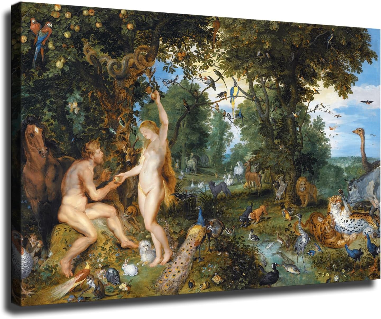 Peter Paul Rubens Artwork- Adam and Eve in Paradise Poster Canvas Image Printing Wall Art Decor Aesthetics Living Room Bedroom Home Background Famous Paintings Printmaking (24x36inch-Farmed)