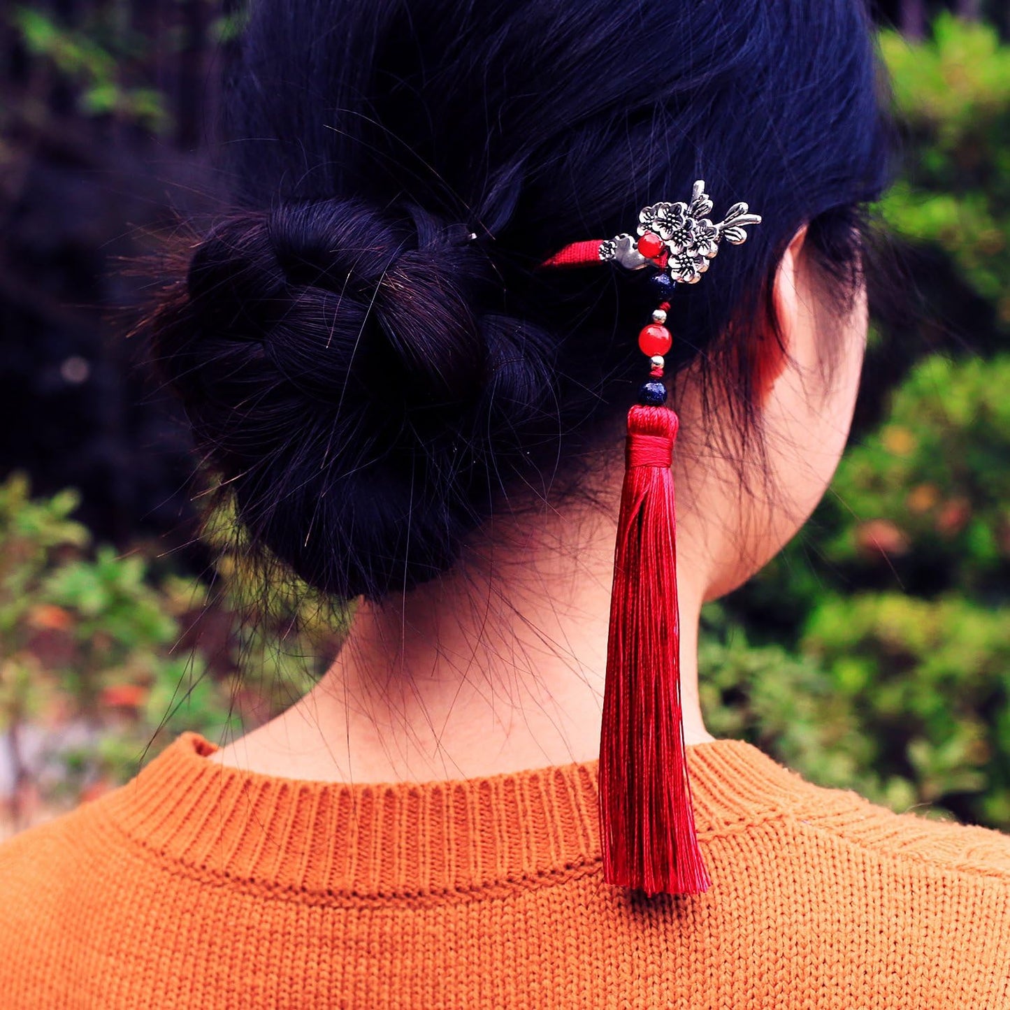 Chinese Metal Bookmarks with Tassel, Vintage Bookmark Unique Classical Ancient Chinese Hairpin Bookmark with Handmade Silky Tassel for Book Lovers Unique Gift