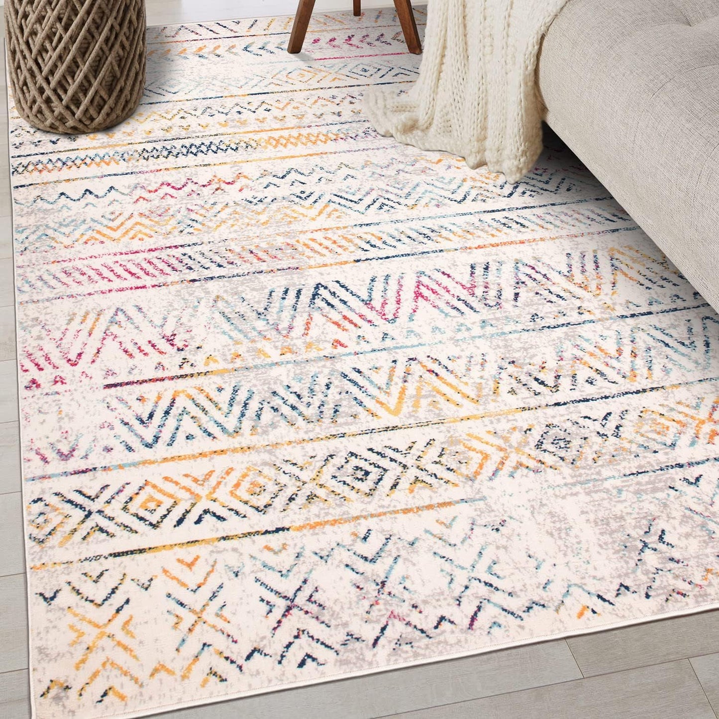 Rugshop Geometric Boho Area Rug – Multi Tribal Pattern, Perfect for Living Room, Bedroom, Office, 3x5