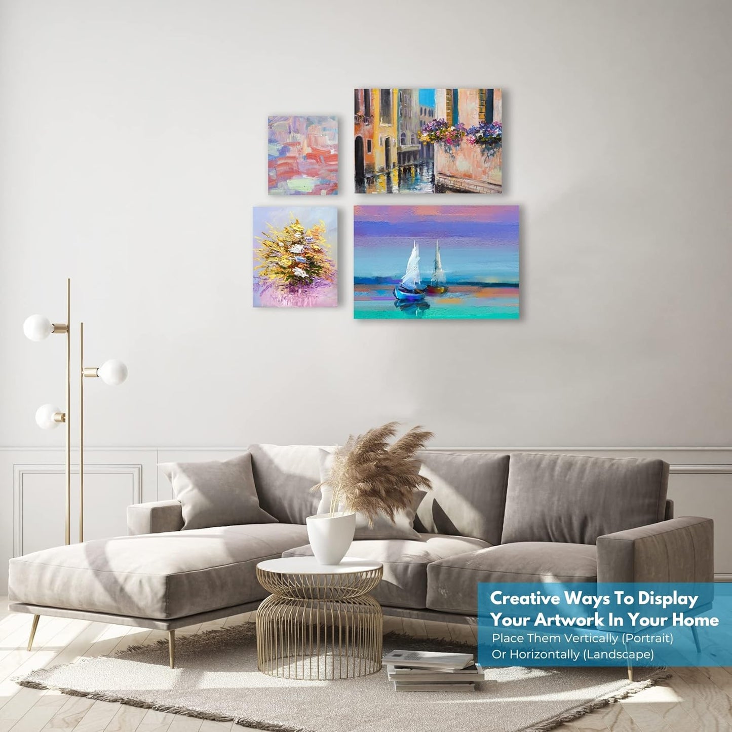 KEFF 24-Pack 𝗣𝗥𝗘𝗠𝗜𝗨𝗠 Canvas for Painting, 6 of 5x7, 8x10, 9x12,11x14 Painting Canvas Boards, Art Supplies for Adults & Kids - 100% Cotton Primed Canvases for Painting Acrylic, Oil, Watercolor