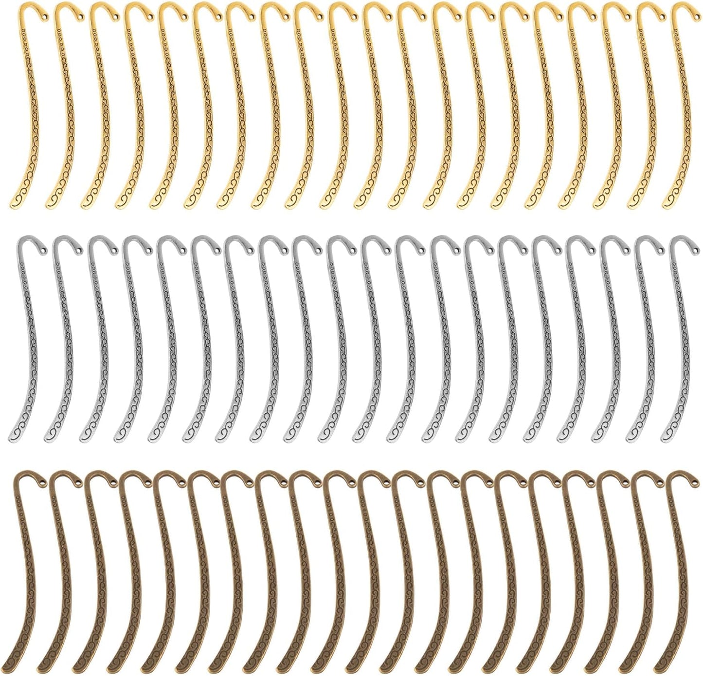 Framendino, 60 Pieces Alloy Bookmark Hook Retro Silver Metal Carving Book Marks with Tibetan DIY for Teacher Reading Enthusiasts