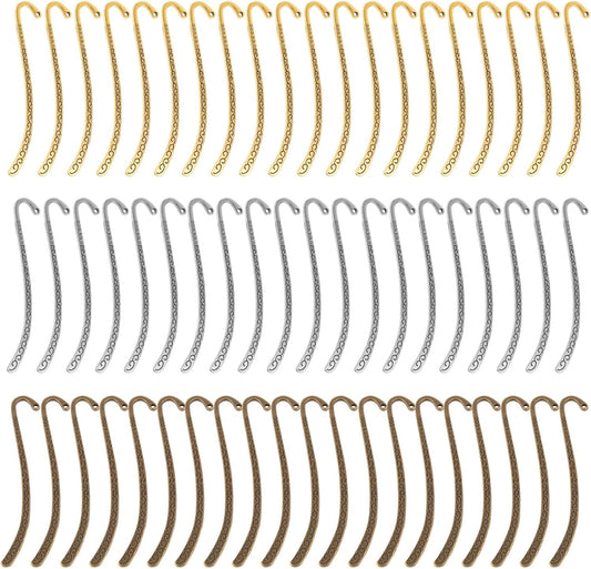 Framendino, 60 Pieces Alloy Bookmark Hook Retro Silver Metal Carving Book Marks with Tibetan DIY for Teacher Reading Enthusiasts