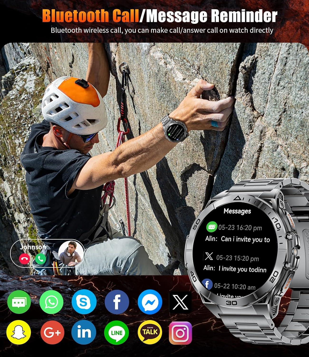 Smart Watches for Men with Flashlight,1.6" AMOLED Always on Display Outdoor Sports Smartwatch with 111 Sports modes ,Heart Rate/Sleep Monitor IP68 Waterproof Fitness Tracker for Android iOS,2 Straps