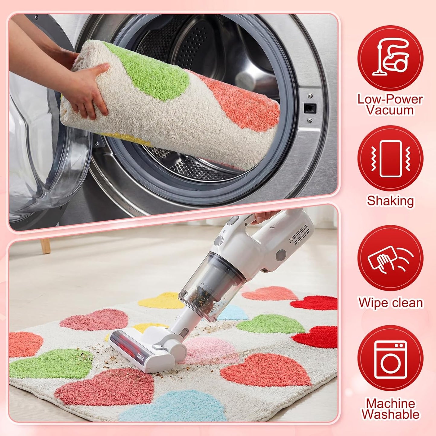 Nuanchu 3D Calm Corner Classroom Rug 3x5 ft Washable Calming Corner Rug Non-Slip Soft Fluffy Large Preppy Heart Area Rugs Motivational Space Floor Carpet for Nursery Playroom Reading Home Decor