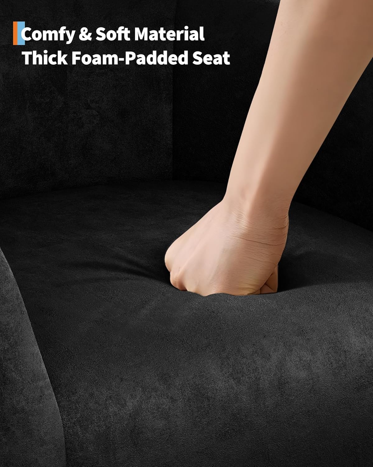 GarveeHome Accent Chair Club Chair Cozy Armrest Upholstered Velvet Barrel Chair with Solid Legs for Living Room Bedroom Study Waiting Room(Black)