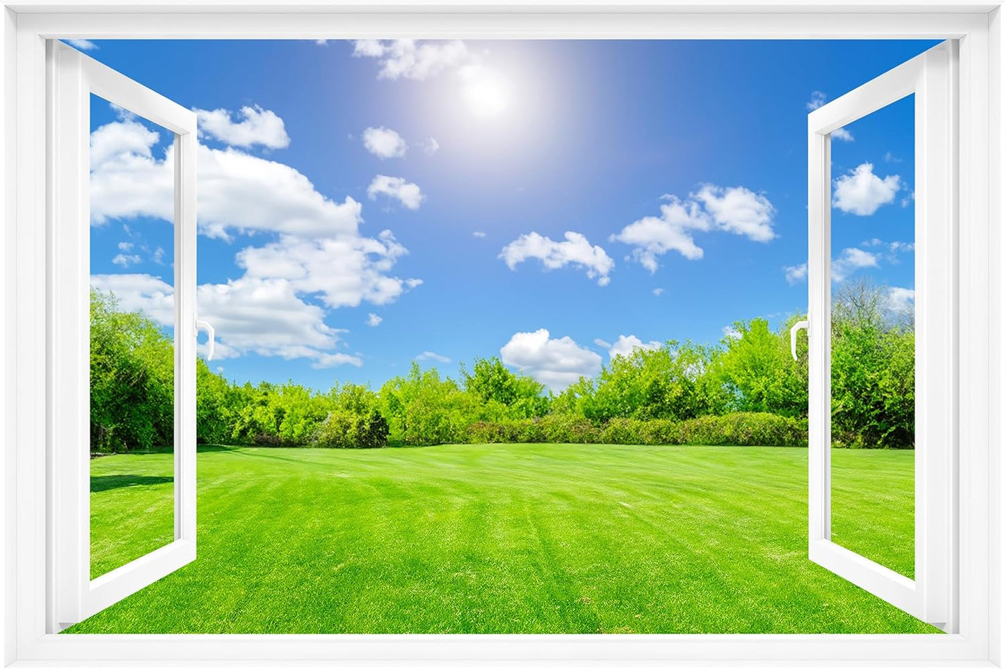 Fake Window Decal - 24"x16" Vinyl Wall Art | Nature Landscape Scene Mural Sticker | Peel & Stick Removable Decor