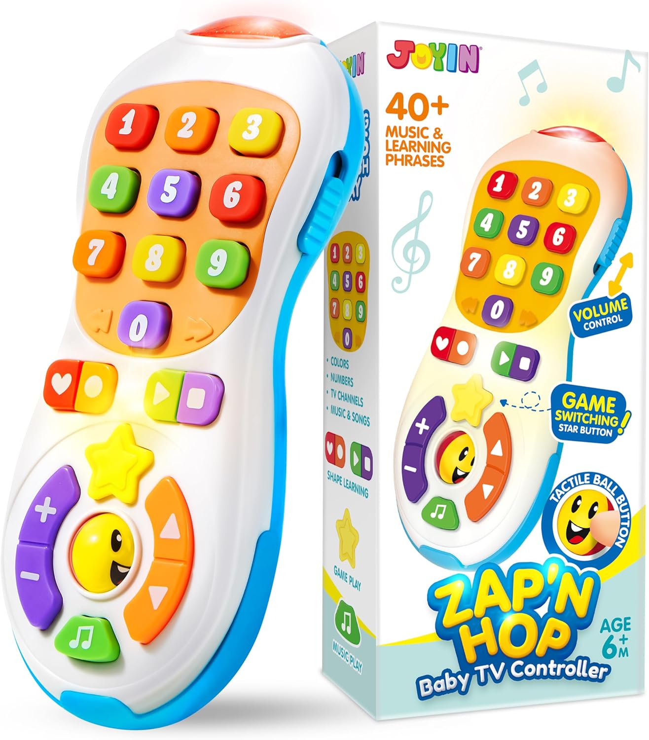JOYIN Baby Toys 6-12 Months - TV Remote Control Toy with 40+ Music and Learning Phrases & Volume Control, Birthday Gift for Todder Girls Boys, Easter Basket Stuffers