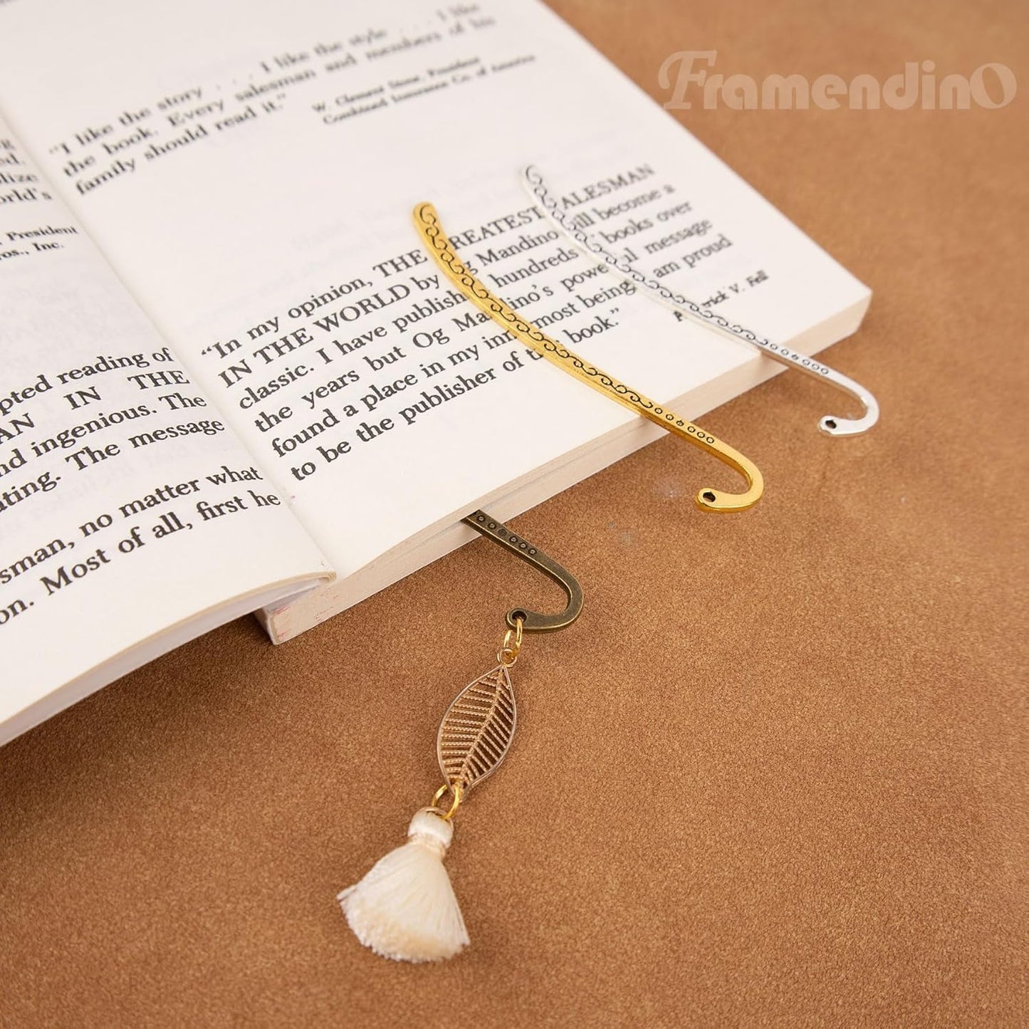 Framendino, 60 Pieces Alloy Bookmark Hook Retro Silver Metal Carving Book Marks with Tibetan DIY for Teacher Reading Enthusiasts