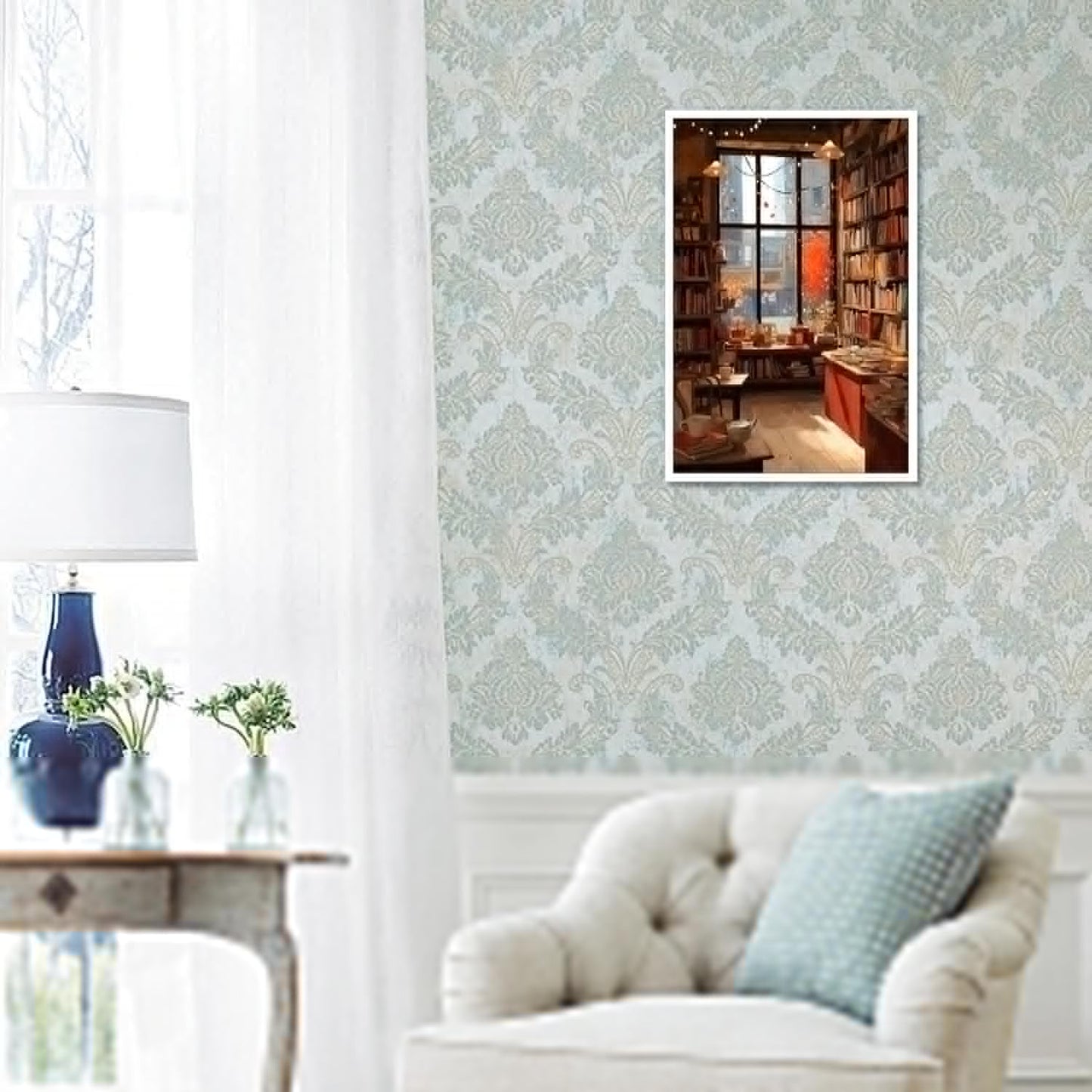 Trendy Library Bookstore Poster Cozy Reading Canvas Wall Art The Comfort Of Autumn Bookshelf Book Aesthetic Prints Painting For Living Room Bedroom Office Wall Decor 12x16in Unframed