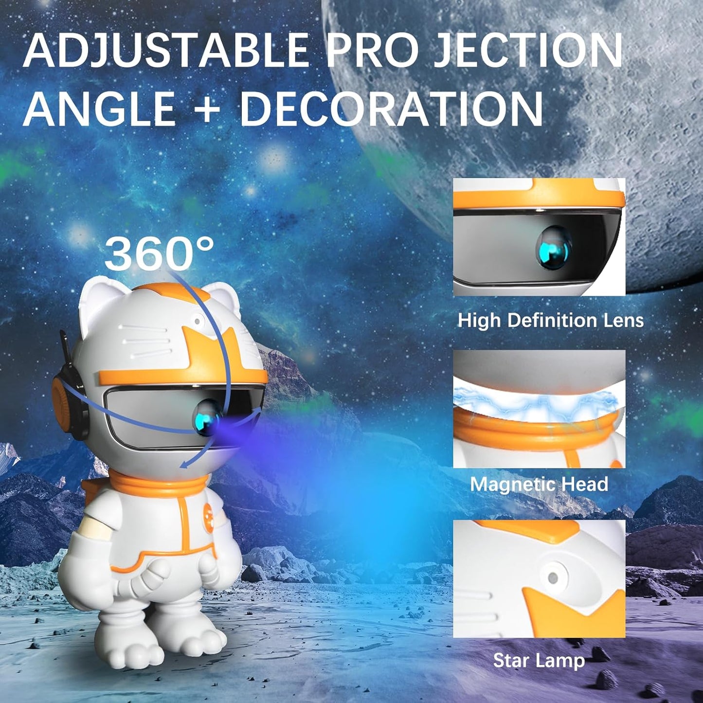 Start Projector-8 Colors Northern Light,Starry Nebula Ceiling LED Lamp, Robot Astronaut Galaxy Projetor with Remote,Galaxy Projector for Kids Room Decor Aesthetic,Star Projector for Bedroom