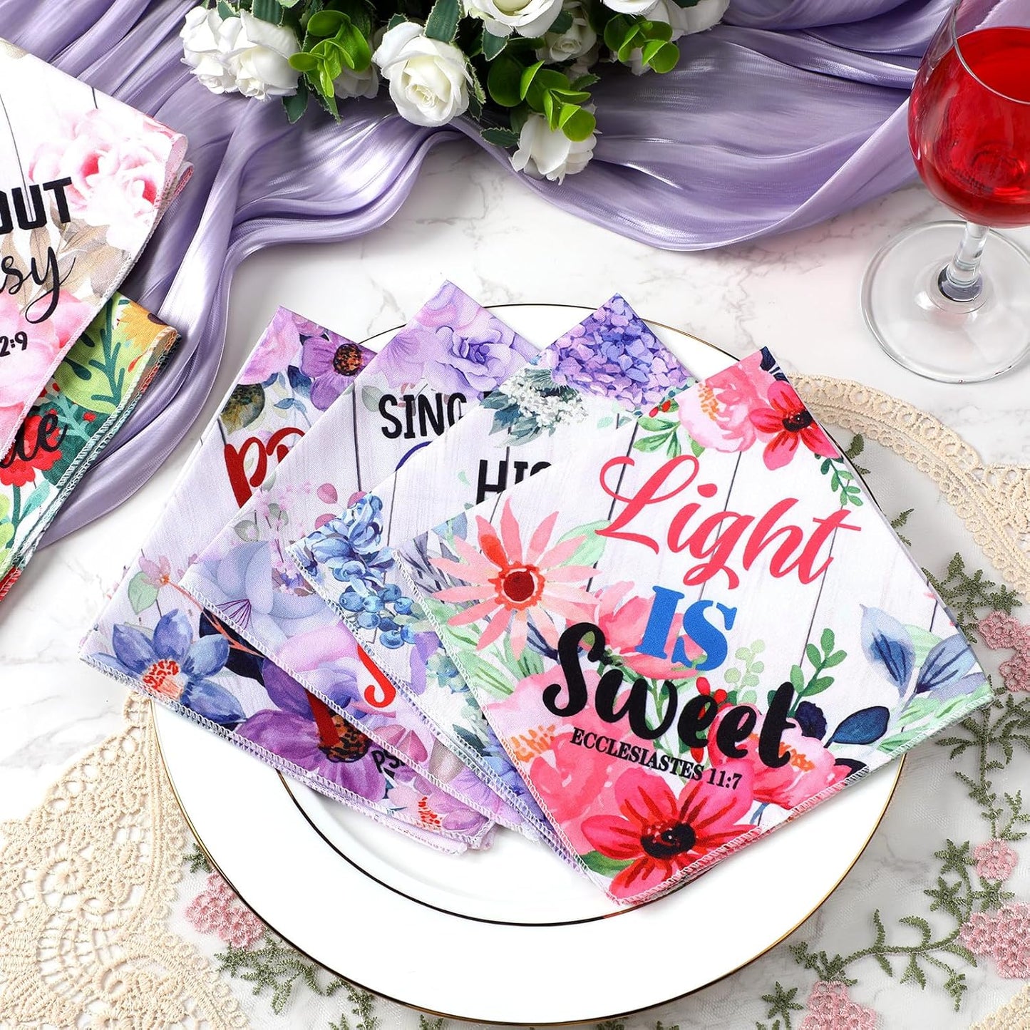 Mother's Day Bible Verse Handkerchiefs for Women Christian Gifts Floral Religious Inspirational Gifts for Mom