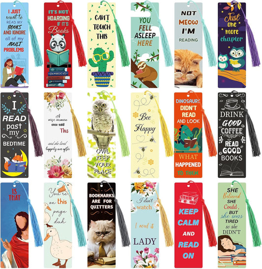 36 Sets Funny Bookmarks with Tassel Fun Bookmarks for Adults Can't Touch This Marks for Reading Bookworm Bookish Nerd Gifts for Female Friends Women Book Lovers Reading Present