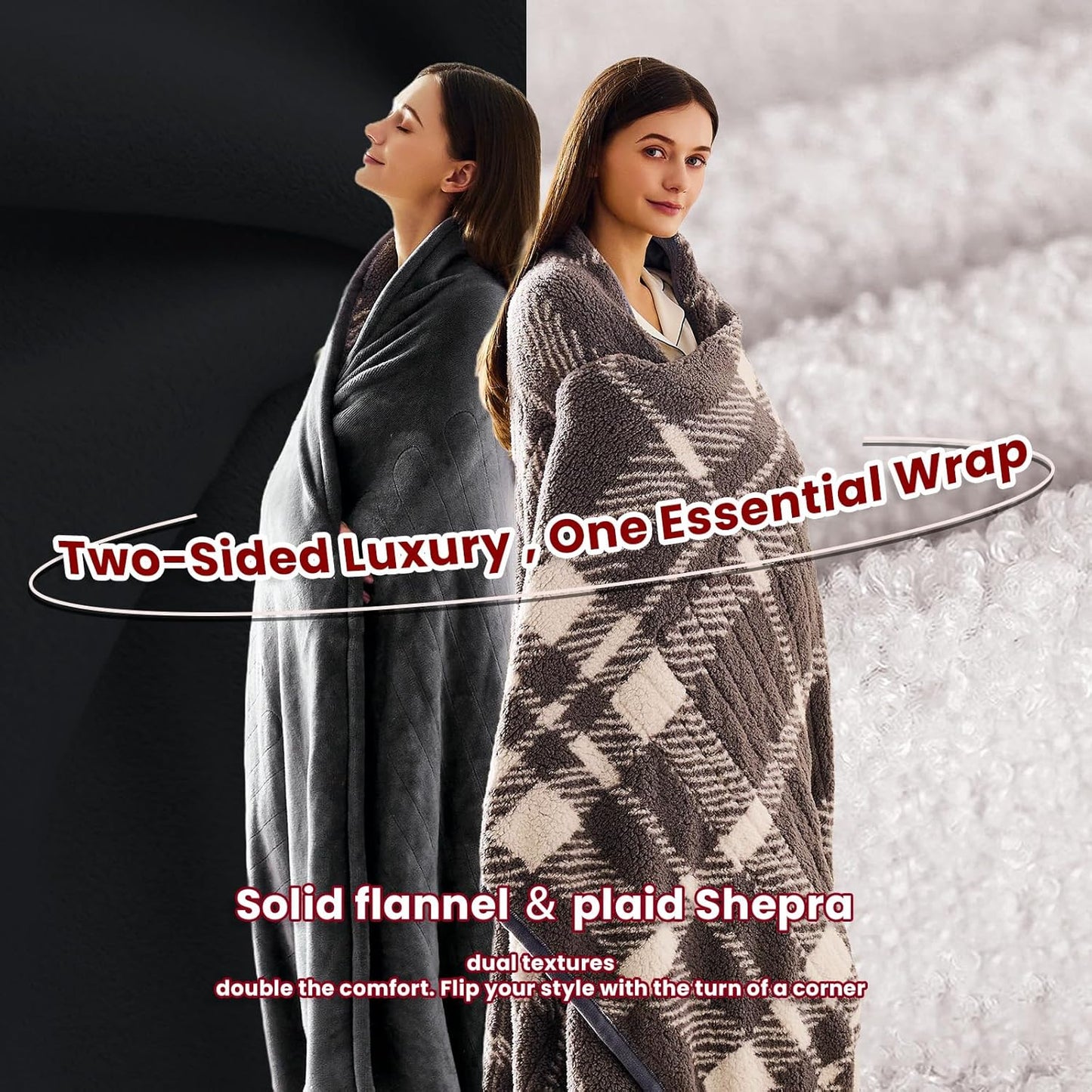 Heated Electric Blanket Full Size - 72"x84" Flannel Heating Blanket with 10 Heating Levels & 5 Time Settings Over-Heat Protection, Winter Warmer for Adults with ETL Certification（Grey）