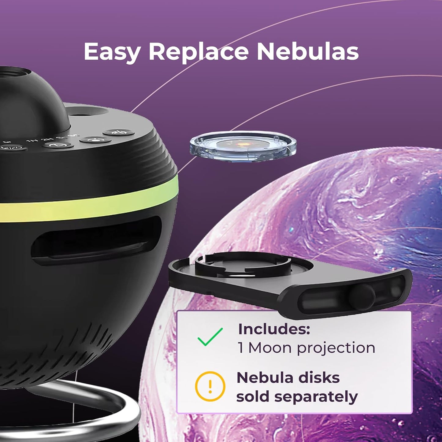4K Home Planetarium Galaxy Projector for Bedroom - LED Sky Galaxy Night Light Star Planet for Kids - Meteor Effect Ceiling Lights Projector with One Replaceable Moon Nebula - Gift for Kids