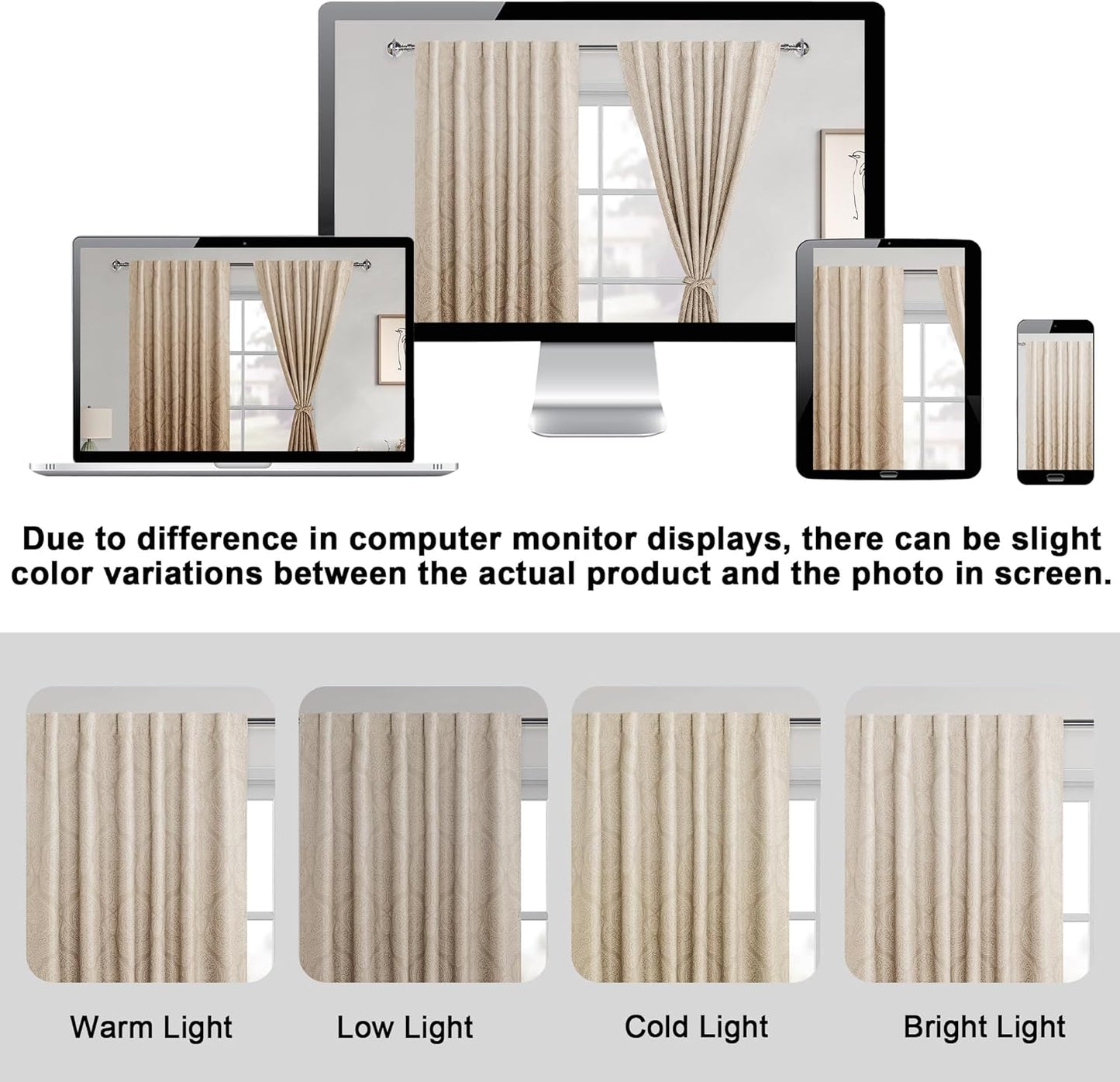 DWCN Damask Patterned Curtains 63 inches Length - Back Tab/Rod Pocket Room Darkening Window Drapes with Tiebacks Thermal Insulted Ombre Blackout Curtains for Bedroom, 2 Panels, W52 x L 63, Taupe