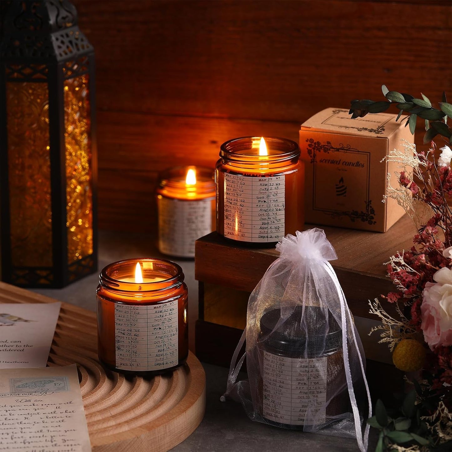 10 Set Book Lovers Gifts Library Due Date Scented Candles Natural Soy Wax Jar Candle with Organza Bag Reading Week Ideas Gifts for Readers Bookish Librarian Book Club Decor