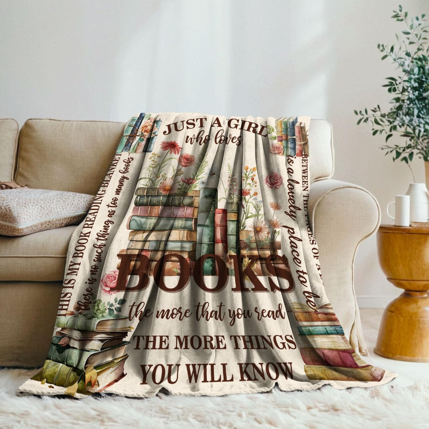 Books Blanket for Book Lover,Lightweight Book Throw Blankets for Girl Women, 50 x 60 inches