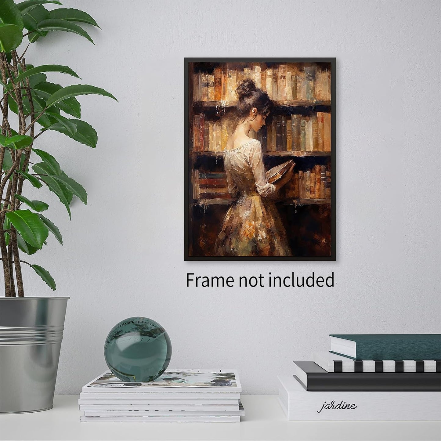 Aimery Vintage Library Posters Retro Oil Painting Wall Art Antique Female Portrait Pictures Girl Reading Book Canvas Prints Famous Aesthetic Wall Decor for Gallery Study 12x16 inch Unframed