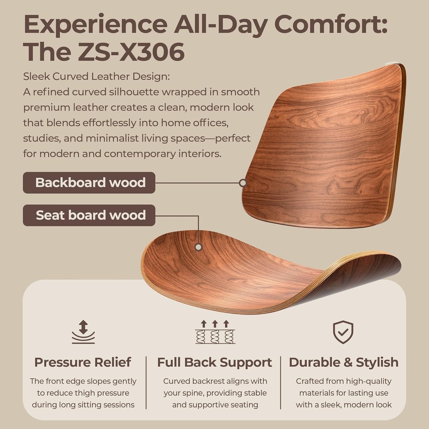 Home Office Chair No Arms with Wheels, Armless Adjustable Height Small Desk Chair, Armless PU Leather Computer Chair Mid Back 360 Swivel, Modern Walnut, Reading Meeting Room (Green)