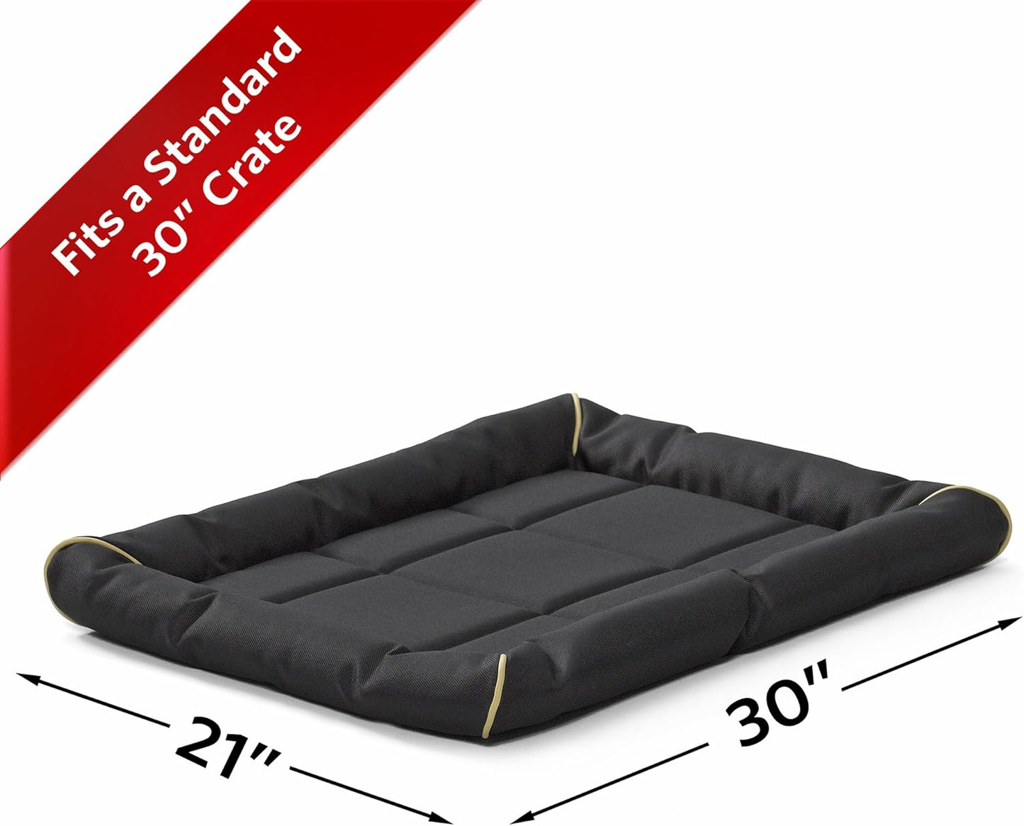 MidWest Homes for Pets Medium QuietTime MAXX Ultra-Rugged Dog Bed, Water & Odor Resistant, Bolstered Edge, Non-Slip Bottom, Fits 30-inch Crates, Black