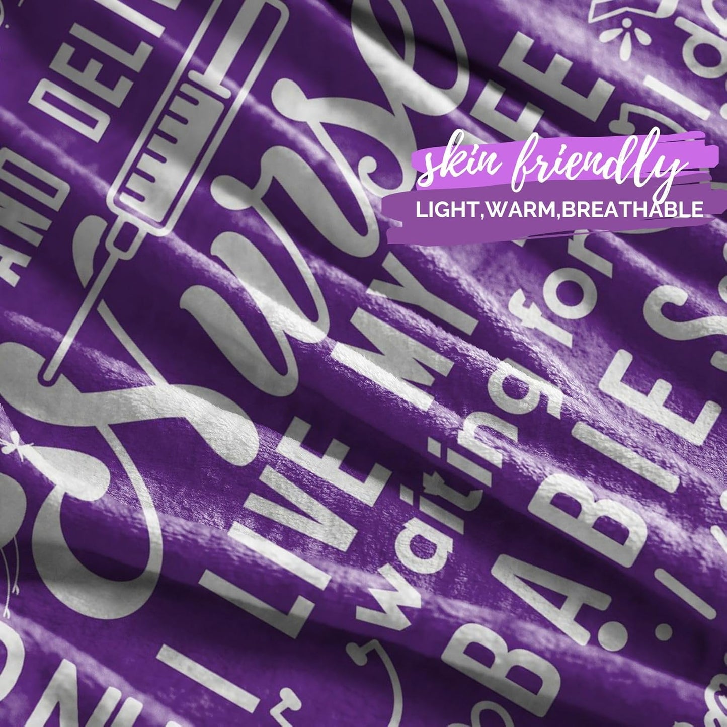 InnoBeta Nurse Gifts for Women, Labor and Delivery Nurse Throw Blanket for Adults, Aunt, Sisters, Best Friends, 50 x 65 Inches, Purple