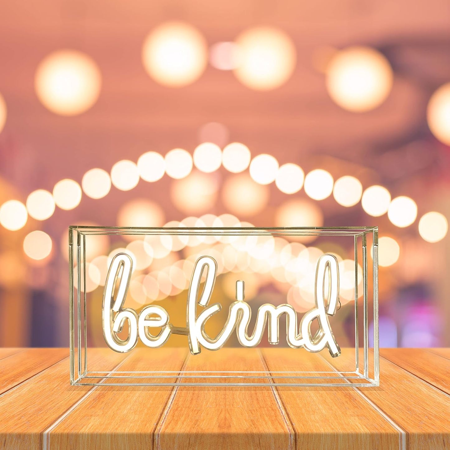 Be Kind LED Neon Sign Warm White Acrylic Box Tabletop and Wall Mounted Light USB Powered Decorative Neon Art for Bedroom Home Office Studio and Dorm Decor (Power Adapter Not Included)