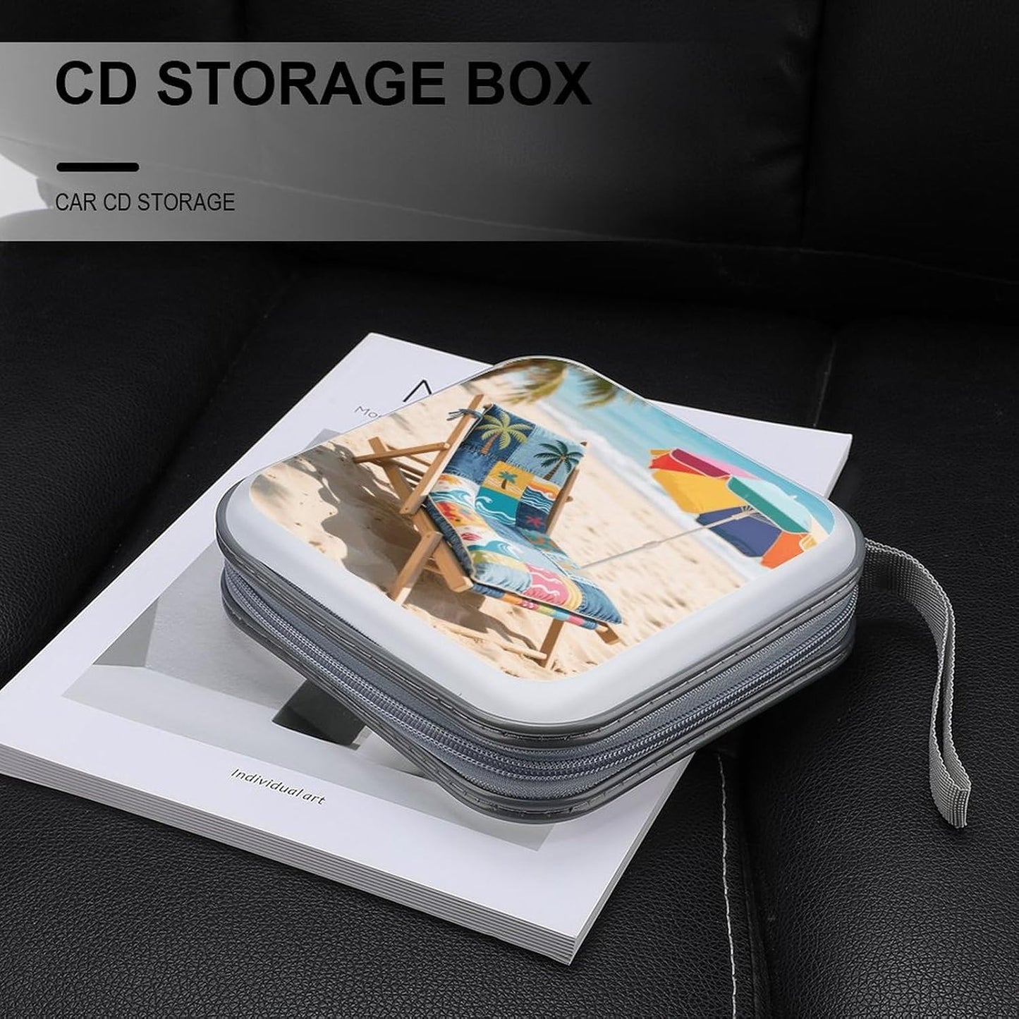 Denim Print Patchwork Style CD Case Portable Zipper CD Case 40 Capacity Hard Plastic DVD Cases Holder Large Storage Disc Wallet Bag for Car Home Travel DVD Collection Bag