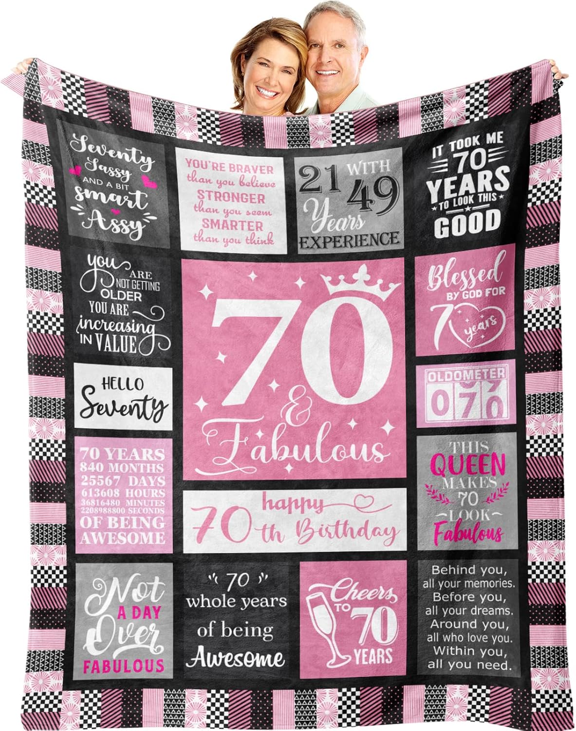 70th Birthday Gifts for Women - 50"x60" Soft & Cozy Throw Blanket - Perfect for 70-Year-Old Birthday Celebration, Party Decor, or Unique Gift Idea, Ideal for 70th Party Favors or 70s Decor
