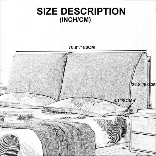 Large Upholstered Headboard Cushion Backrest Cushion Bedroom Headboard Wall Pillow Lumbar Pad Bed Removable (Size:No headboard 70.8"/180cm,Color:D)