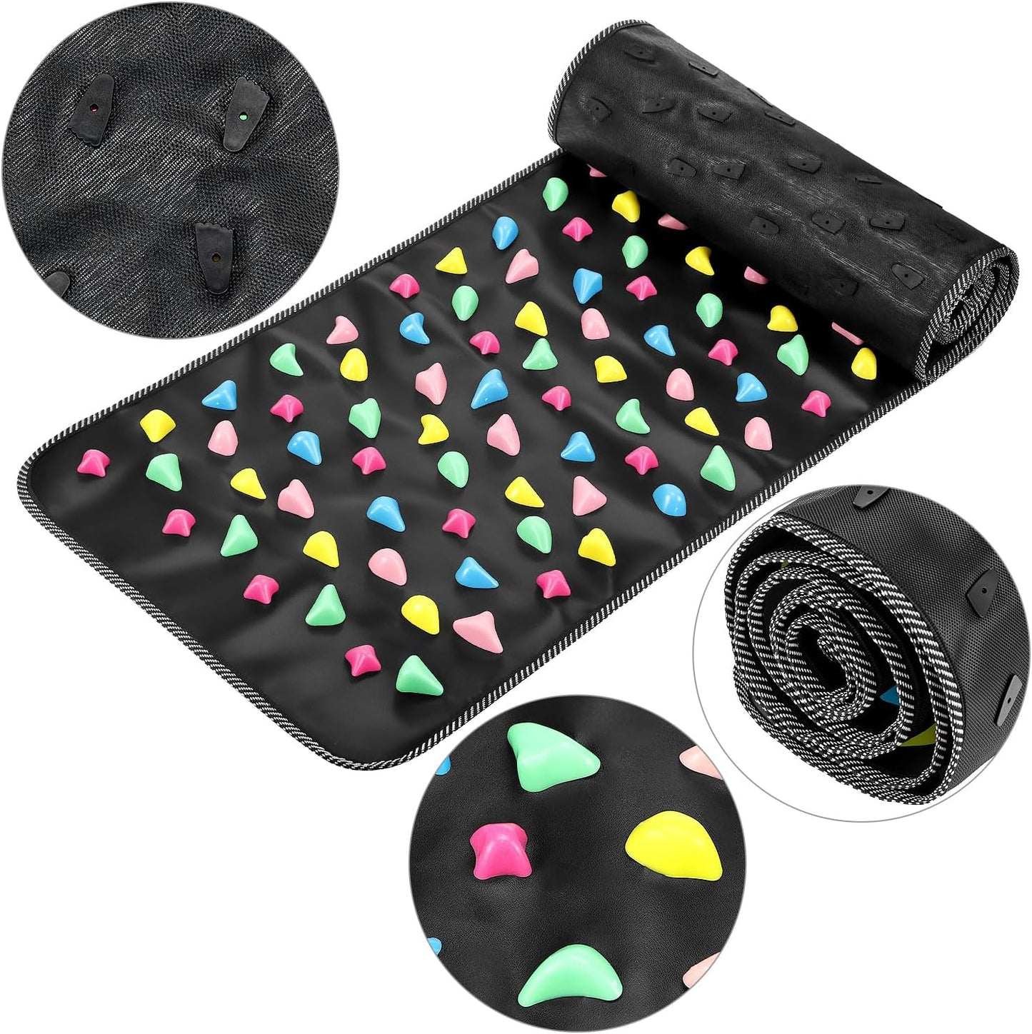 QWORK Foot Massage Mat Relaxation Walk Stone Road, 68.9 x 13.78 Inches Adjustable Acupressure Foot Mat for Long Sitting Worker Elderly