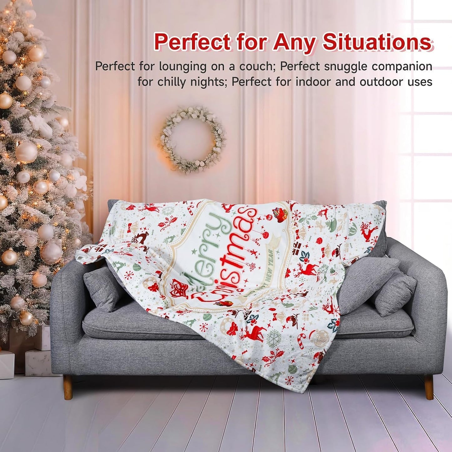 Super Soft Christmas Blankets and Throws Clearance, Lightweight, Cozy & Warm Throw Blanket for Couch, Sofa, Bed, Chair, 60 x 50 inches