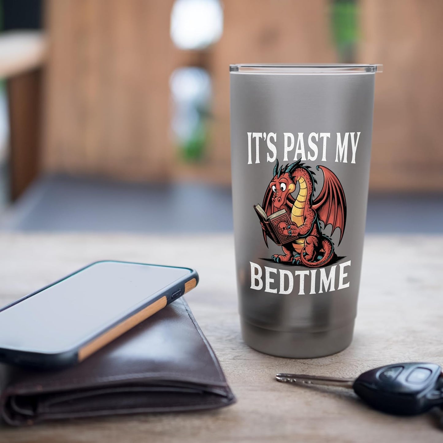 It's Past My Bedtime Dragon Reading A Book Bookworm Reader Stainless Steel Insulated Tumbler
