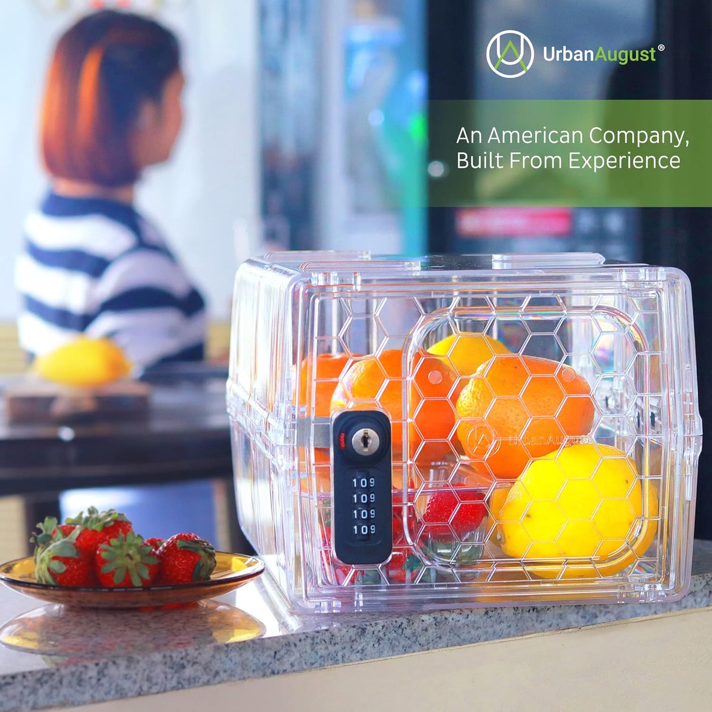 Urban August Lock Box For Food & Medicine - Dual Combination & Keyed Lock Box - Made of Industrial-Grade Plastic - One Size (Clear)