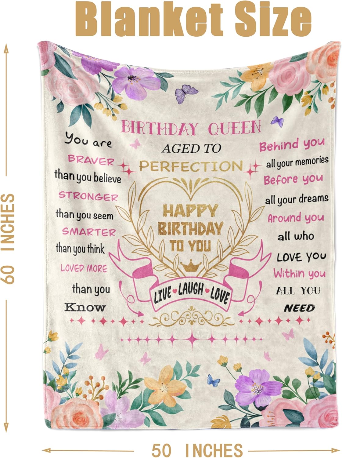 Birthday Gifts for Women,Gifts for Her,Womens Birthday Gifts,Happy Birthday Gifts for Women,Womens Gifts for Birthday Blanket 50"X60"
