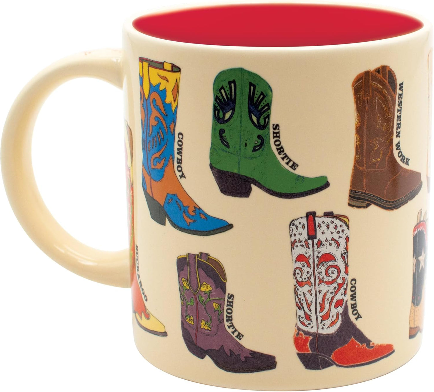 The Unemployed Philosophers Guild Cowboy Boots Mug - Featuring 13 illustrations of Western Footware, Comes in a Fun Gift Box, 12 oz