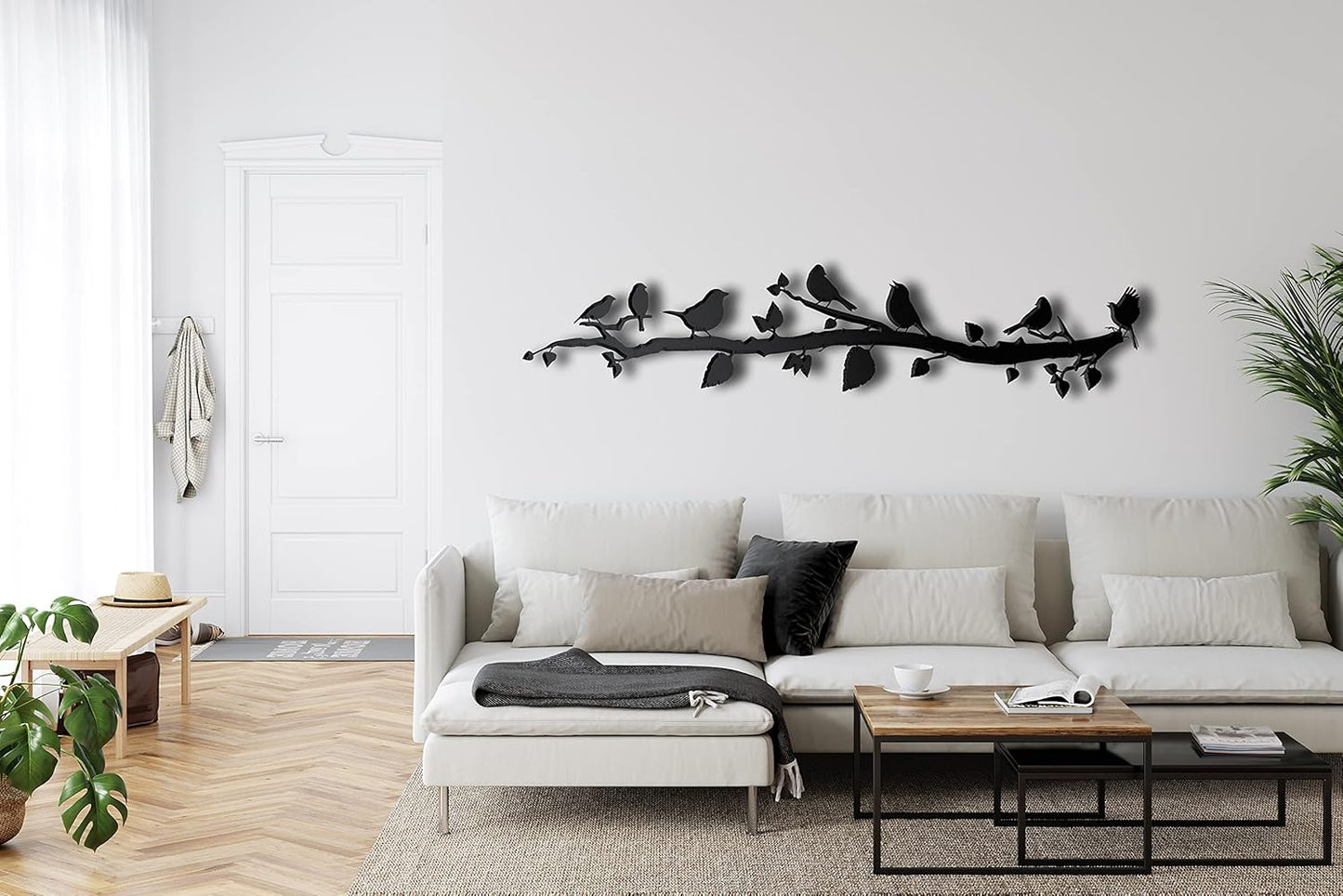 Metal Wall Decor, Birds On Branch,Home Decoration,Wall Sign, Metal Wall Art, Interior Decoration, Indoor Outdoor Hangings (*39"W x 9"H / 100x22cm)