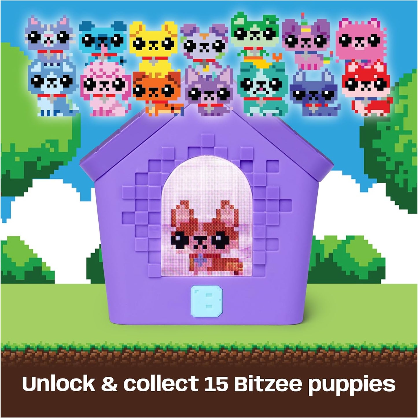 BITZEE, Doghouse Interactive Toy with 15 Puppies Inside, 3D Playroom, Great for Easter Gifts, Digital Pet Reacts to Touch