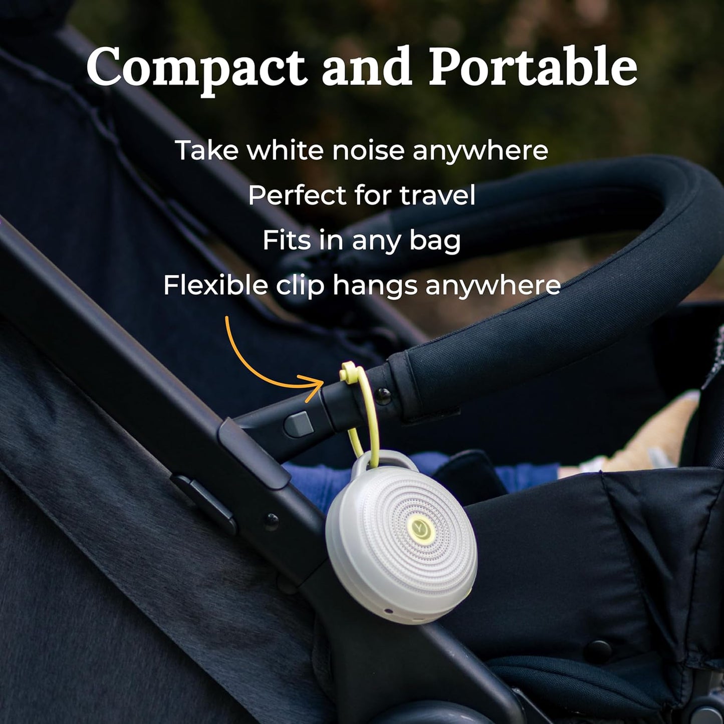 Yogasleep Hushh Portable White Noise Sound Machine for Baby, 3 Soothing Natural Sounds with Volume Control, Compact Size, Noise Canceling for Sleep Aid, Office Privacy, & Meditation, Registry Gift