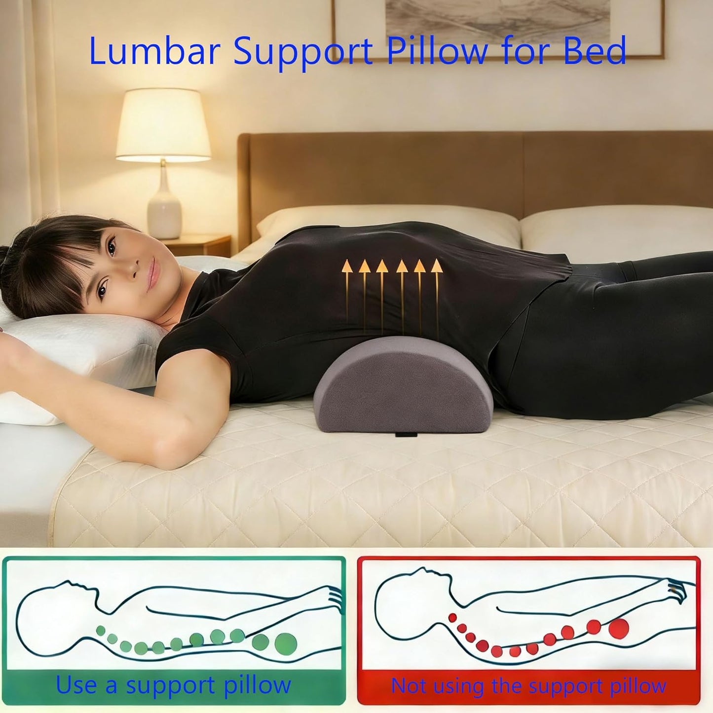 Under Knee Pillow, Half Moon Leg Pillow - Memory Foam Ergonomic Support Pillow for Side & Back Sleepers, Pain Relief & Alignment, Under Knee, Lumbar & Multi-Use Bolster Gray