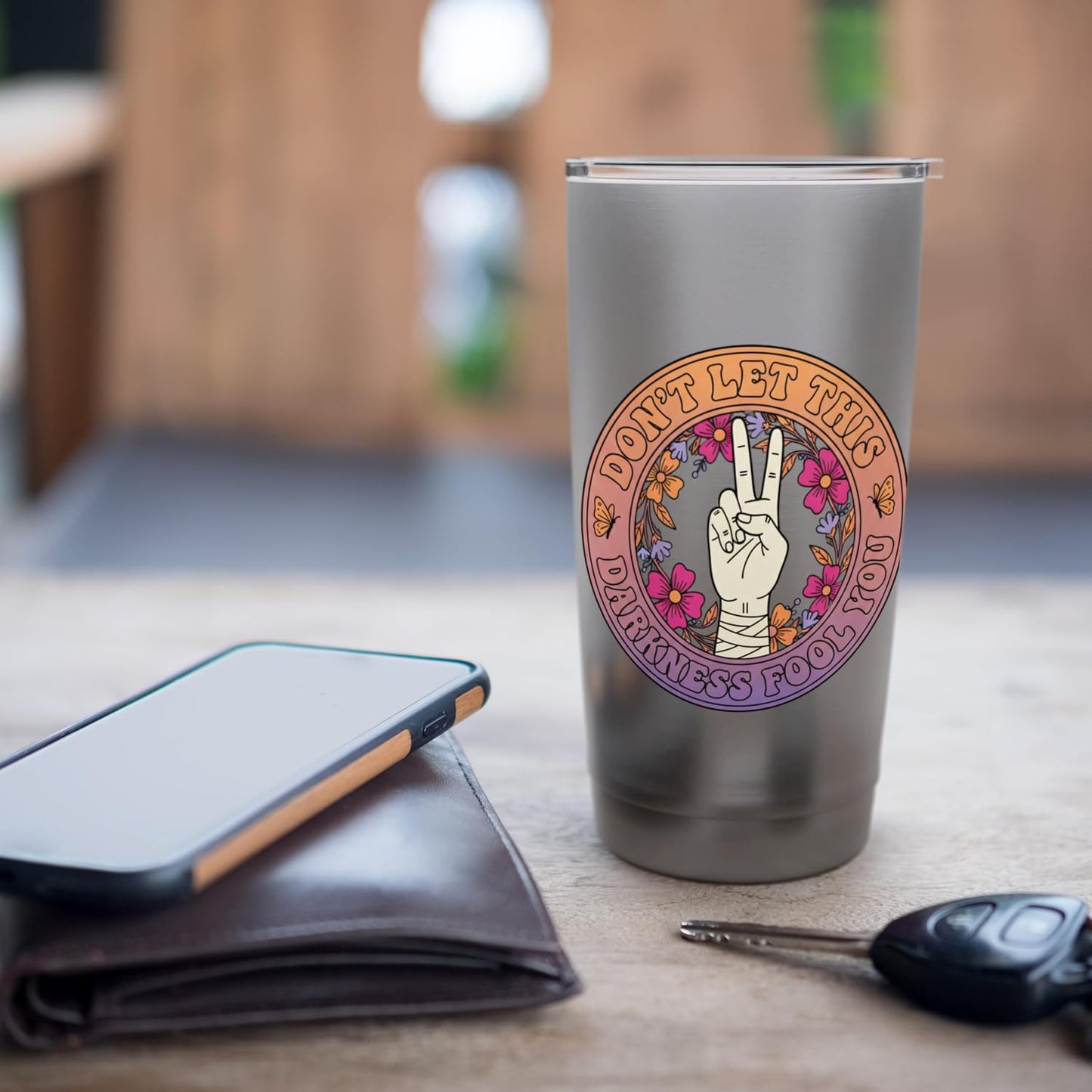 Don T Let This Darkness Fool You Peace Sign Dad Hippie Retro Stainless Steel Insulated Tumbler