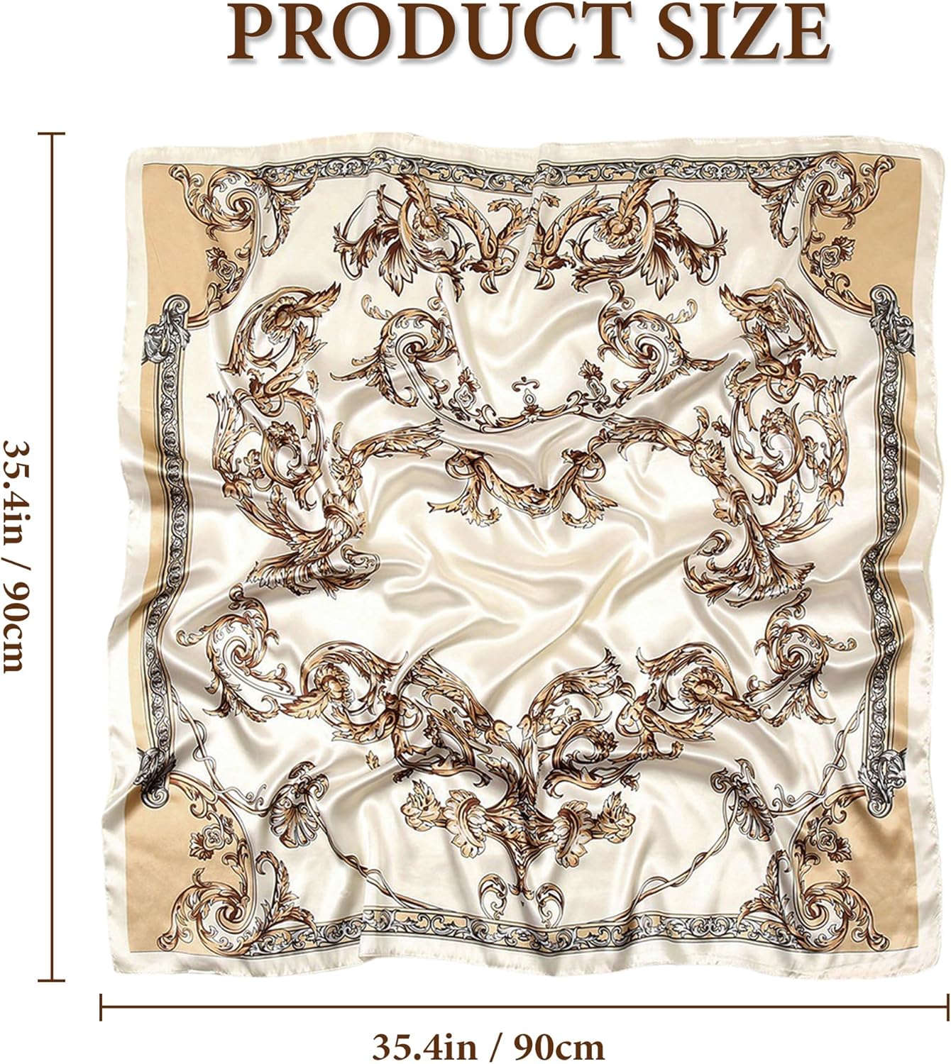 Large Square Head Scarf Bandana - 35" Satin Hair Scarf for Women Like Silk Scarf Fashion Hair Wrapping