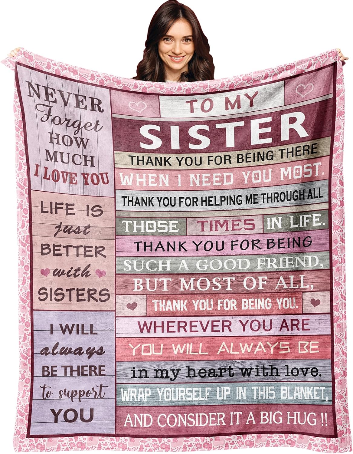 XALAZY Christmas Sister Gifts Blanket 50" X 60", Sister Birthday Gifts for Women, Big Sister Gifts for Girls, Sisters Gifts from Sis, Sis Christmas Prensent Throw