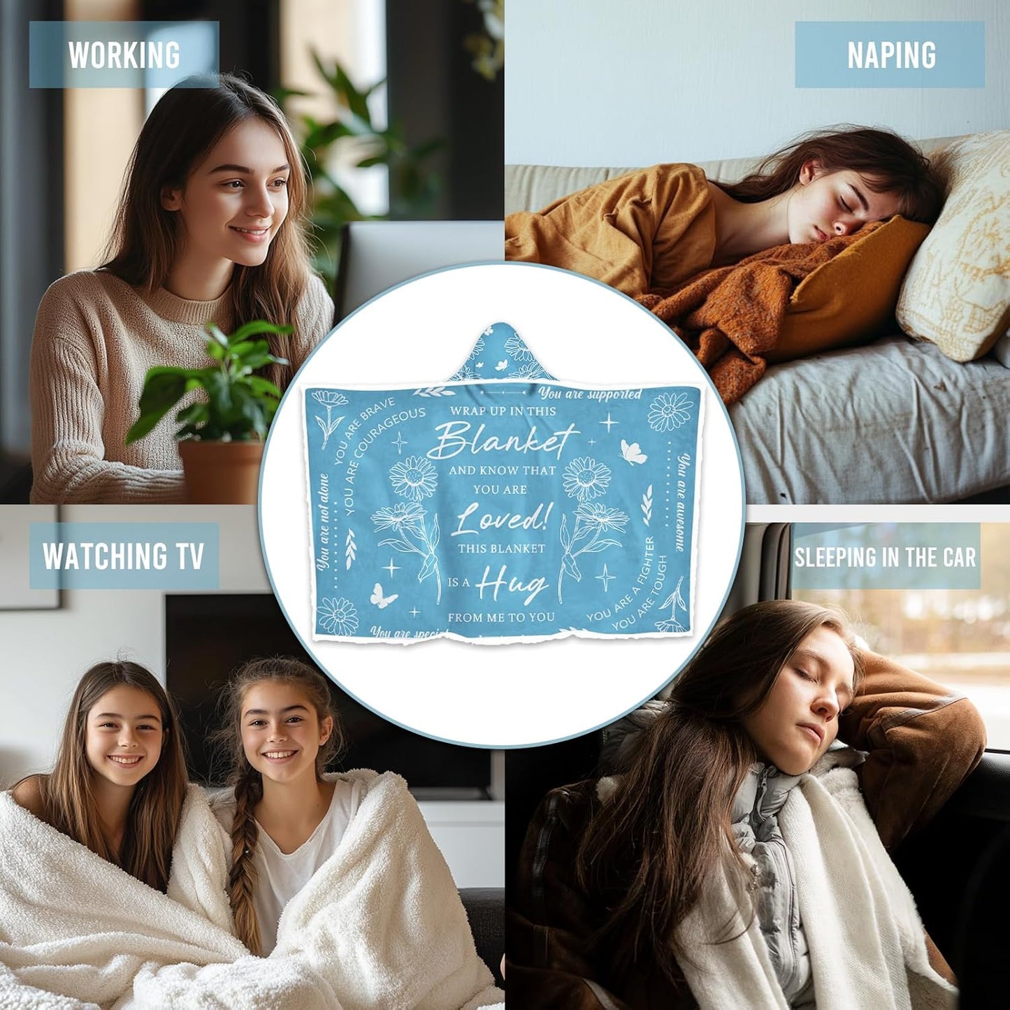Get Well Gifts for Women, Wearable Hug Healing Blanket, Inspirational Thinking of You Gifts for Christmas Birthday, Warm Recovery Blanket for Women, Feel Better Gift After Surgery